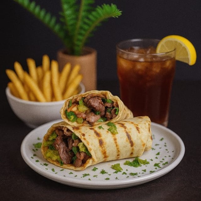 Beef Kebab Wrap Basket.